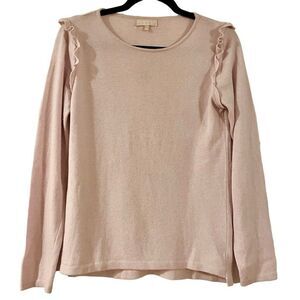 Benedetta B pink ruffle shoulder cashmere blend sweater M